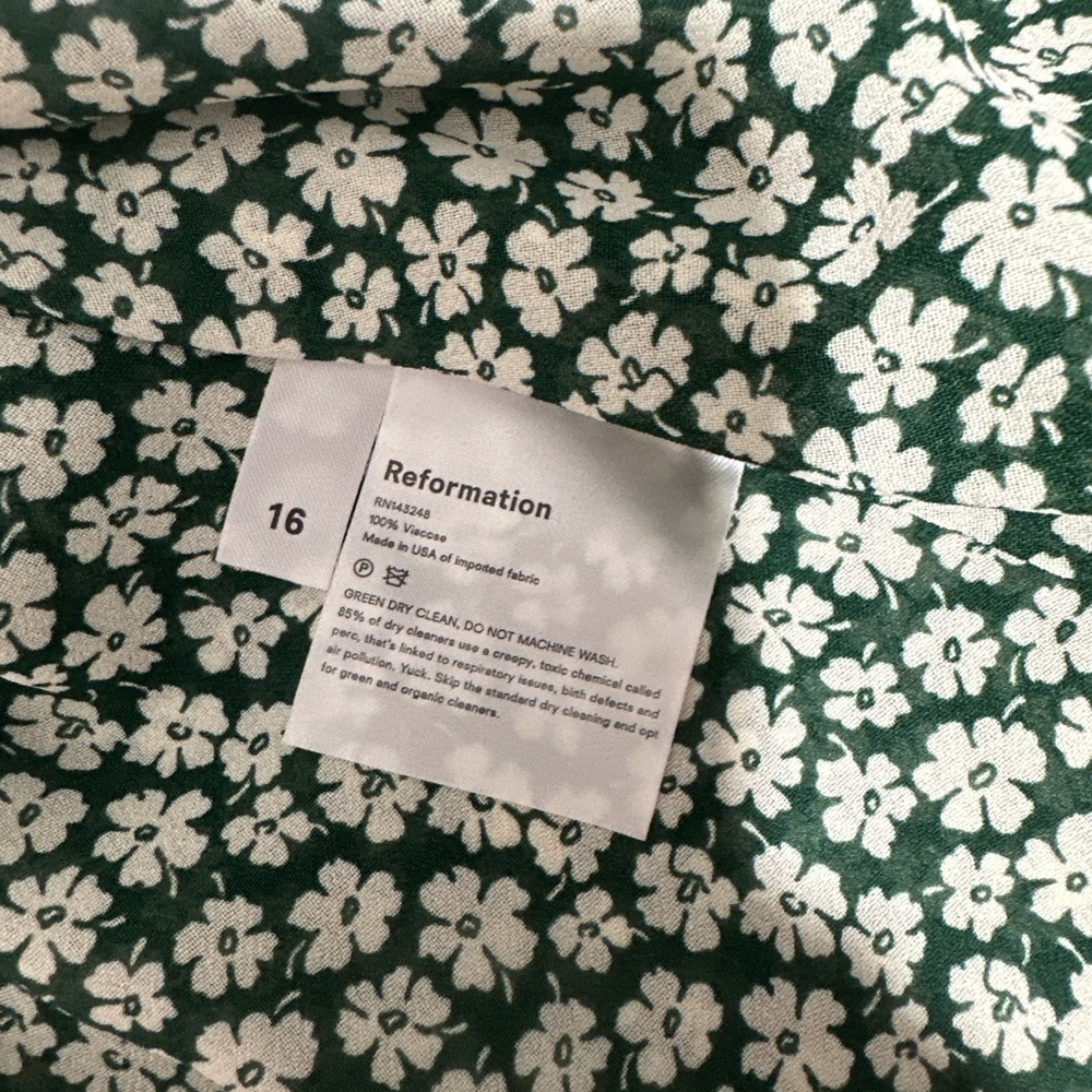 NWT $218 REFORMATION [ 16 ] Rosalinda Floral Tie Sleeve Dress In Venezuela T2134 - Picture 6 of 16